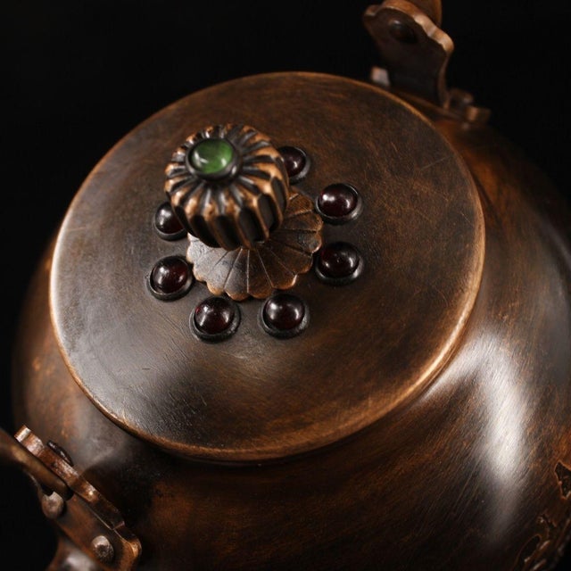 Metal Late 19th Century Copper Teapot With Gemstone Inlays, 544g For Sale - Image 7 of 9
