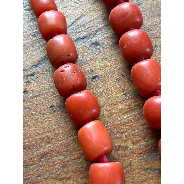Genuine Red Coral Necklaces, Hand-Knotted Strands in Natural Coloration, a Pair For Sale - Image 11 of 15