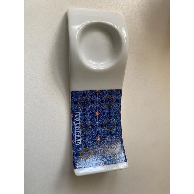 Portugal Azulejo Ceramic Espresso Cup Saucer Tray Set Blue White Souvenir For Sale In Philadelphia - Image 6 of 10