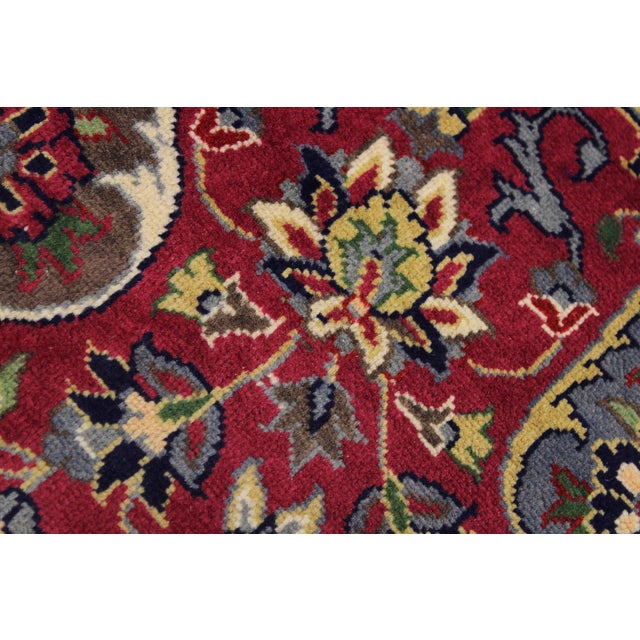 Pink Art Nouveau 1990's Kashan Pak-Persian Pink/Gray Wool Round Rug- 6'1'' X 6'2'' For Sale - Image 8 of 9