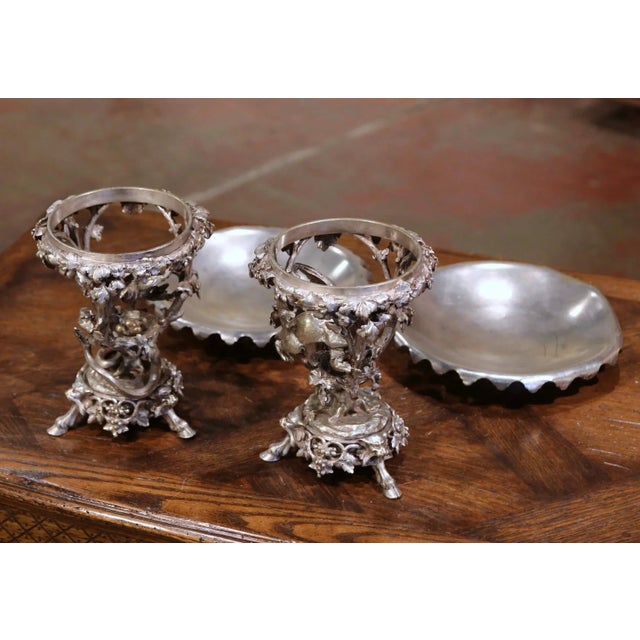 19th Century French Silvered Bronze Compotes Signed Christofle - a Pair For Sale In Dallas - Image 6 of 10