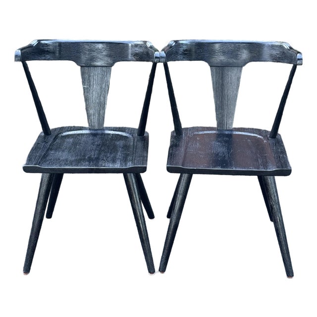 Pottery Barn Westan Farmhouse Style Black Dining Chairs - A Pair For Sale