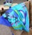 Ink Blue Silk Hand Painted Dolphin Art Throw For Sale - Image 8 of 11