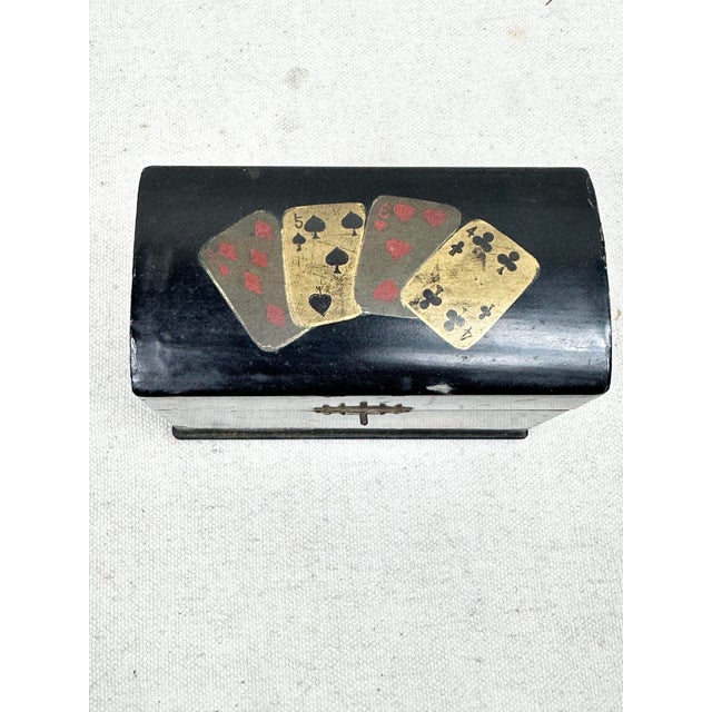 Vintage Hand Painted Playing Card Box For Sale - Image 4 of 10