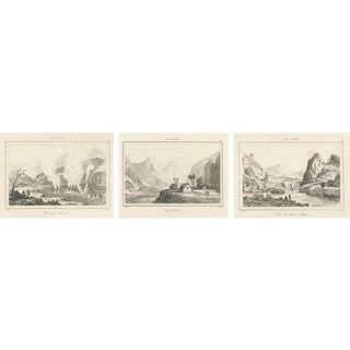 Renzi, Hawaiian Volcanoes and Valleys Voyage, 1836, Paper Engraving, Set of 3 For Sale