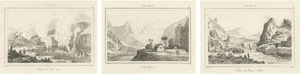 Renzi, Hawaiian Volcanoes and Valleys Voyage, 1836, Paper Engraving, Set of 3