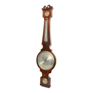 Large Antique 19th Century A. Gatty Mahogany Banjo Barometer Weather Instrument