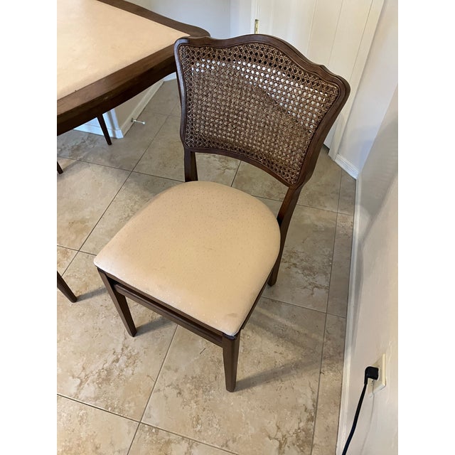 Vintage Mid-Century Stakmore Card Table With 2 Stakmore Folding Cane Back Chairs For Sale - Image 12 of 12