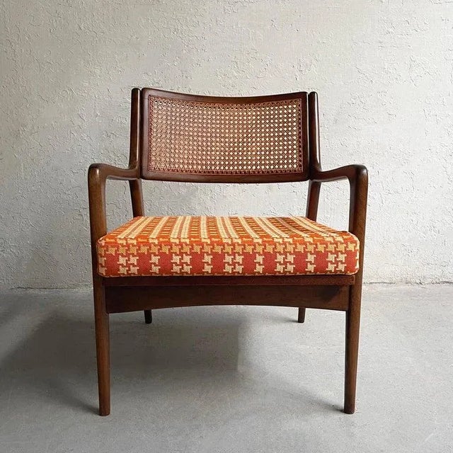 Wood 1950s Mid-Century Modern Cane Back Walnut Armchair For Sale - Image 7 of 10