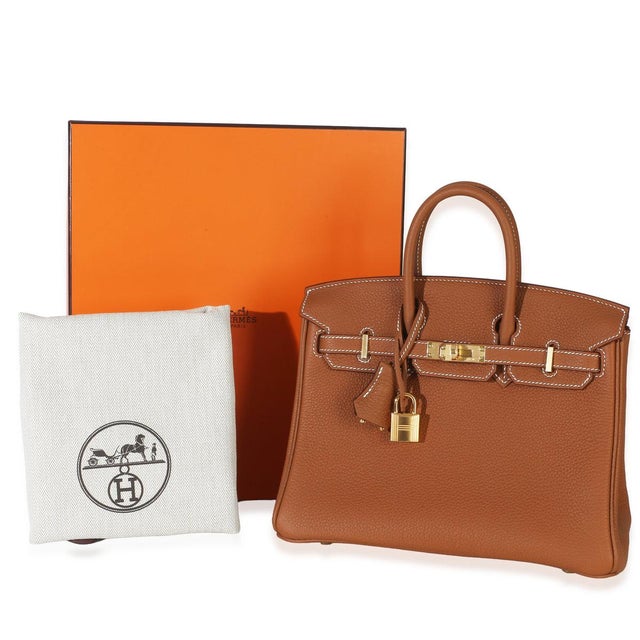 Brown Gold Togo Birkin 25 GHW For Sale - Image 8 of 9