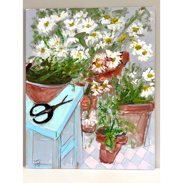 "Daisy Pots" Flower Painting Original Artwork by Shann Spishak For Sale - Image 4 of 4