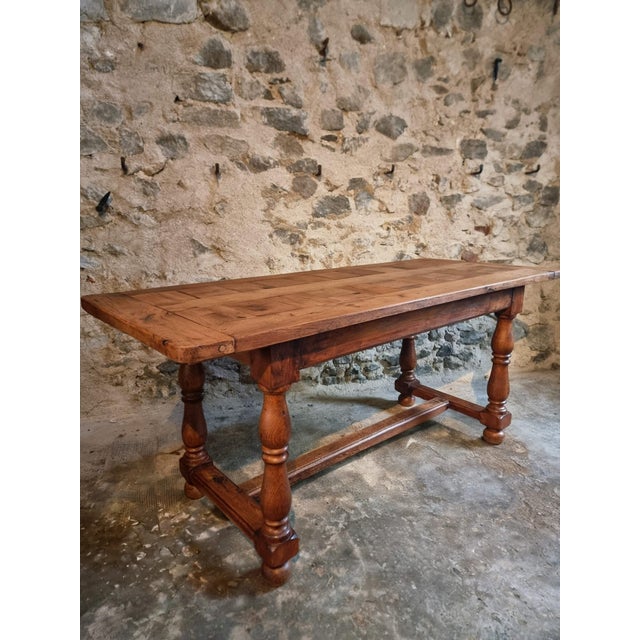 Vintage French Oak Dining Table, 1950-1970 For Sale - Image 4 of 15
