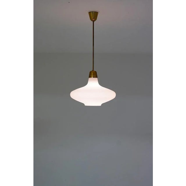 Modern SwedishPendant in Brass & Glass attributed to Brothers Malmström, 1950s For Sale - Image 6 of 7