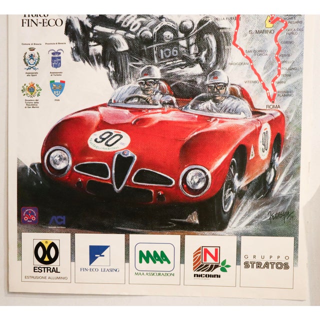 Realism 1990 Italian Racing Poster, Comune Di Brescia Assessorato Sport - 1000 Miglia Trofeo Fin-Eco For Sale - Image 3 of 6