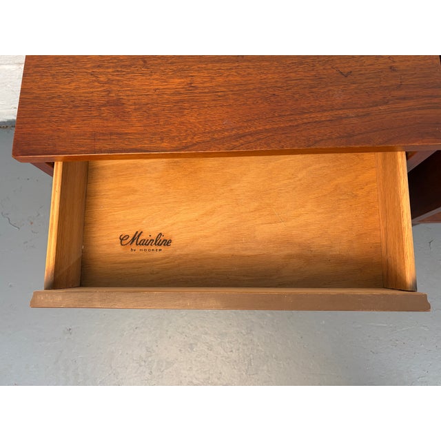 Brown Vintage "Mainline" Walnut Nightstands by Hooker, A Pair For Sale - Image 8 of 11