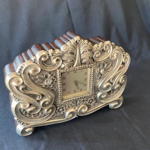 Brown 19th Century Large Clock in Silver, 1887 For Sale - Image 8 of 15