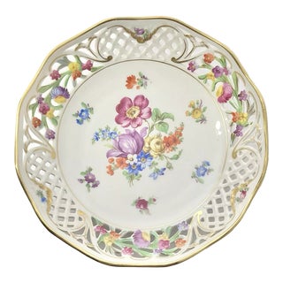 1960s Schumann-Bavaria “Chateau” Dresden Reticulated Porcelain Bowl For Sale