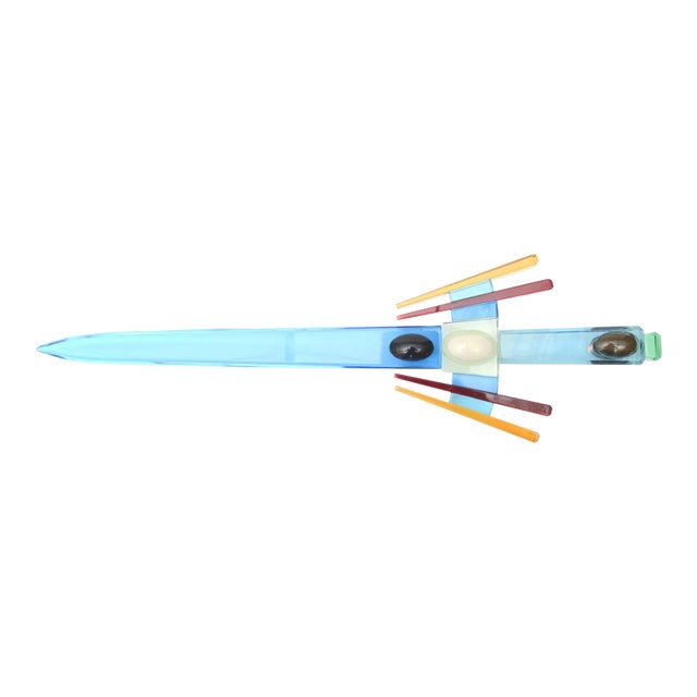 Vintage Murano Rare Glass Sword Sculpture or Object Signed by Venini, Italy, 1970's For Sale