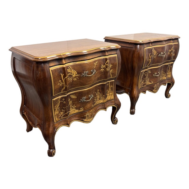 Phyllis Andrade for White Furniture Company Chinoiserie Bombe Chests, Pair For Sale