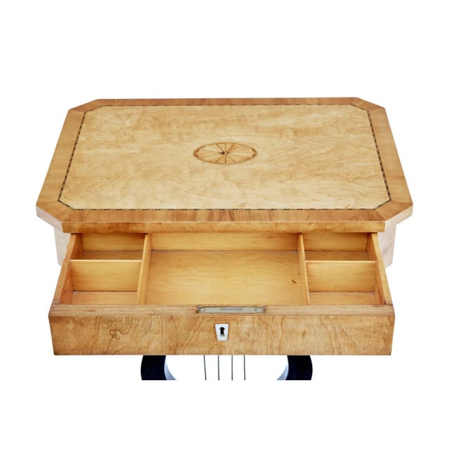 19th Century Inlaid Birch Lyre Form Occasional Table For Sale - Image 4 of 9