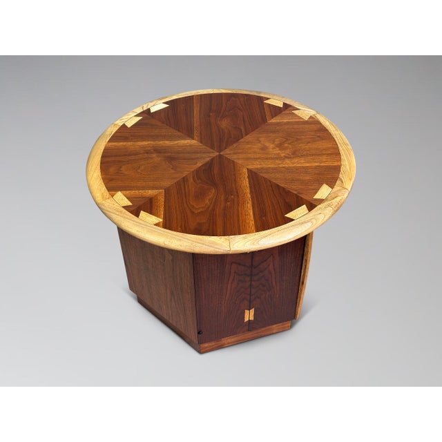Restored Lane Acclaim Drum Table Round Hexagon Side End Table Storage Cabinet For Sale - Image 13 of 14