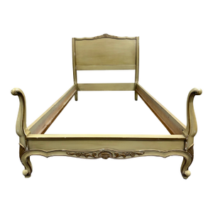 Vintage Twin Size French Provincial Louis XV Style French Bisque Cream Bed