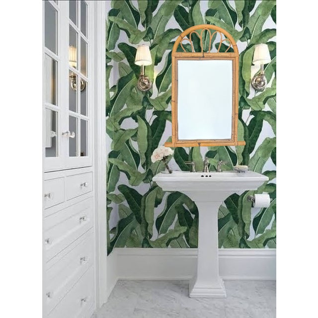 Vintage Bentwood Rattan Arched Wall Mirror For Sale In Charlotte - Image 6 of 12