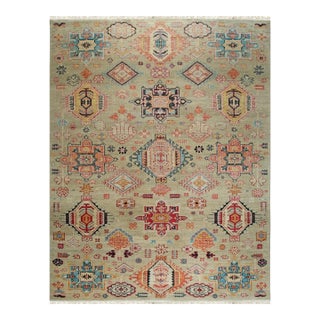 9x12 Lush Oriental Ivory Traditional Geometric Hand Knotted Wool Carpet Rug For Sale