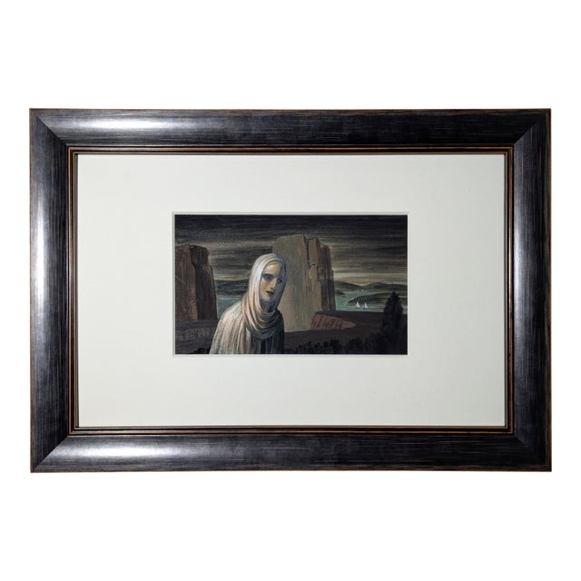 Original Tempera Painting Figure Landscape 1941 Clyde F Seavey Wpa Era American For Sale