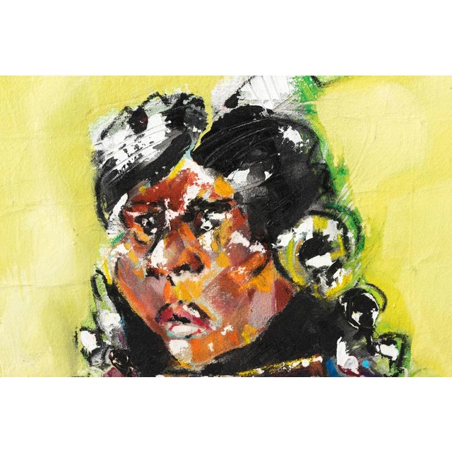 Abstract Painting of an Indian on Canvas For Sale In New York - Image 6 of 10