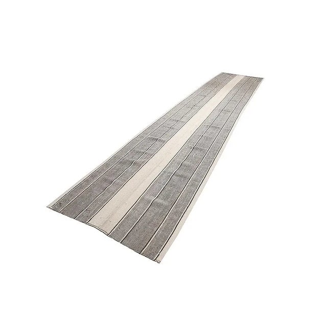 Mid-Century Modern Vintage Gray & White Kilim Runner For Sale - Image 3 of 11
