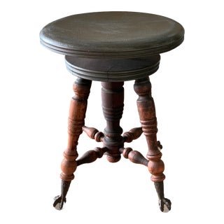 Victorian Claw Foot Piano Stool, Toni New York, 1800s For Sale