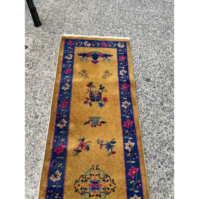 Textile Antique Art Deco Chinese Runner 2.6' X 8.10' (76cm X 269cm) 1920s For Sale - Image 7 of 9