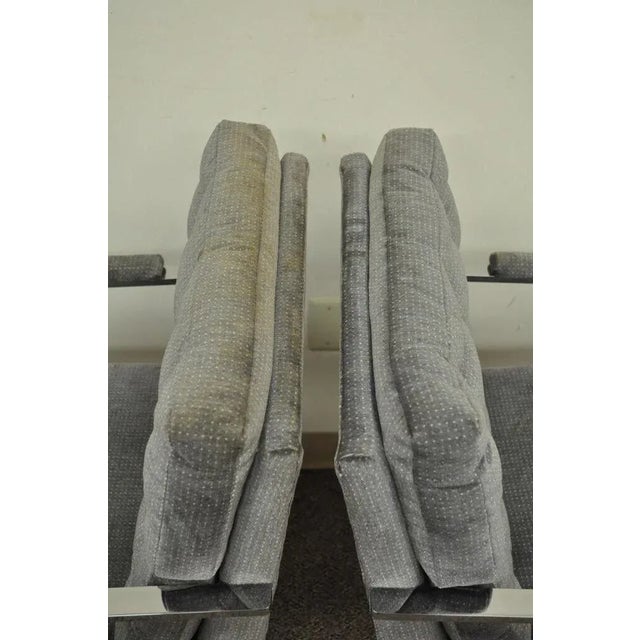 Late 20th Century Late 20th Century Mid Century Modern Milo Baughman Style Chrome Steel Cantilever Arm Chairs - Pair For Sale - Image 5 of 12