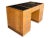 Vintage Campaign-Style Oak Executive Desk With Black Leather Inlay For Sale - Image 9 of 12