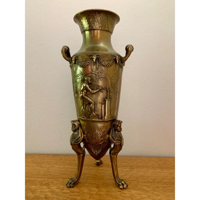 Antique French Bronze Vase Vessel Urn - F. Levillain Jardiniere For Sale - Image 9 of 12