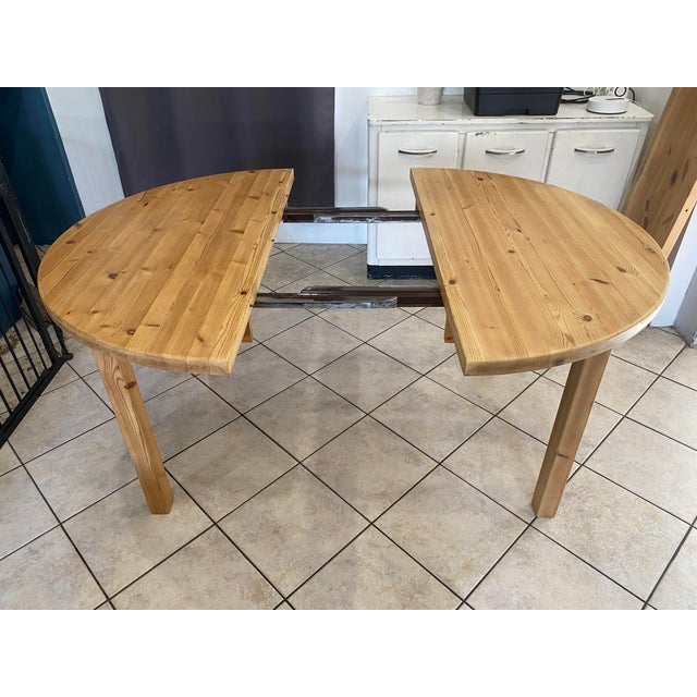 Vintage Extendable Round Table in Pine, 1970, Set of 2 For Sale - Image 15 of 18