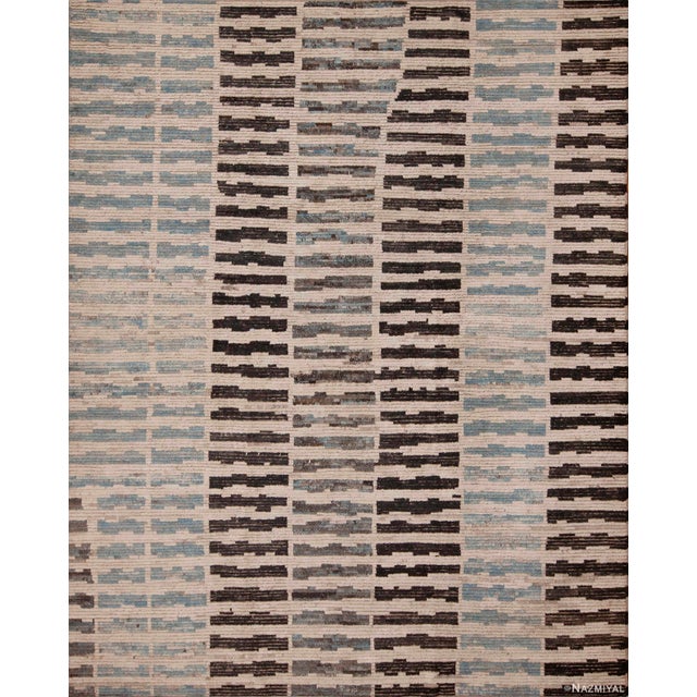 Contemporary Primitive Tribal Geometric Design Modern Area Rug For Sale