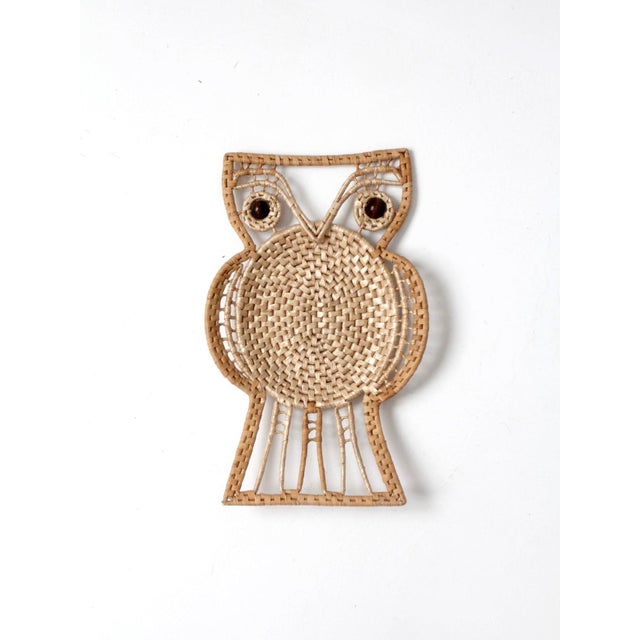 Mid 20th Century Vintage Woven Owl Wall Hanging For Sale - Image 5 of 10
