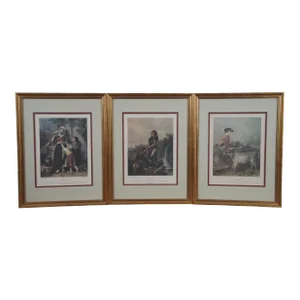 Set of 3 Vintage Pastoral Lithograph Prints Our Pets in the Pasture Eft Grafiche Tassotti
