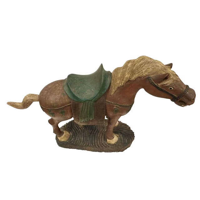 Early 20th-Century Hand-Crafted Chinese Wooden Tang Horse For Sale - Image 12 of 12