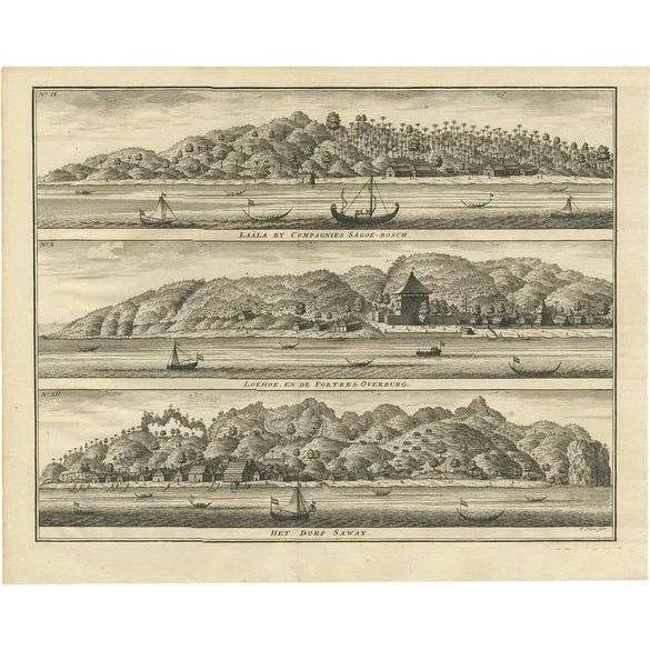 Early 18th Century F. Valentijn, Three Views of Ambon, 1726, Print For Sale - Image 5 of 5