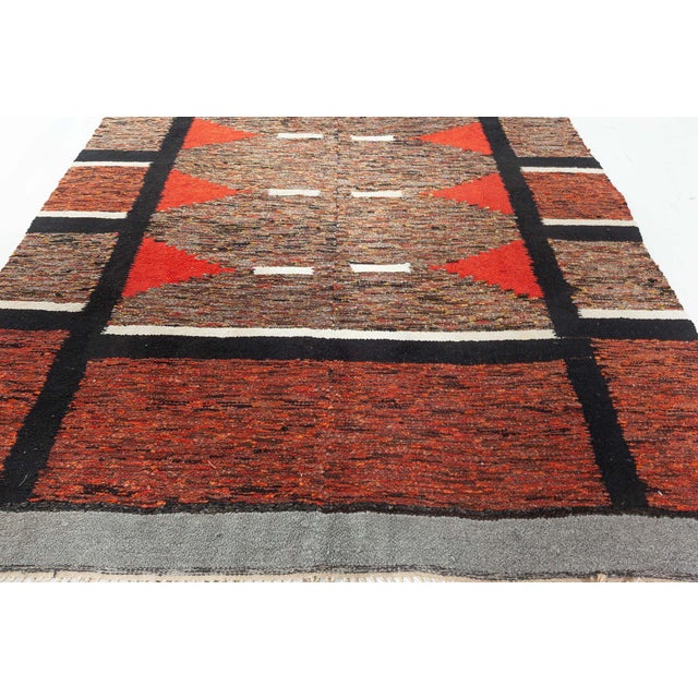 Doris Leslie Blau Mid-20th Century Vintage Swedish Red Rag Rug For Sale - Image 4 of 9