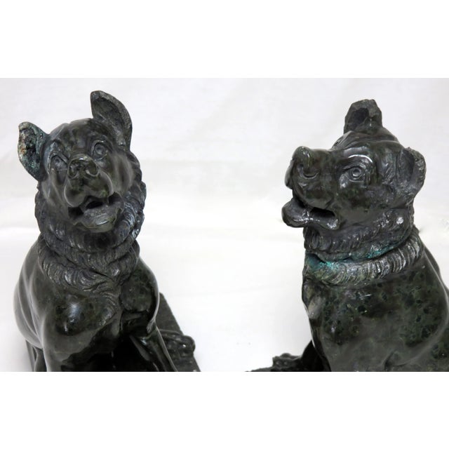Antique Hand Carved Hard Stone - Marble Figuraive Dog Bookends - a Pair For Sale - Image 10 of 13