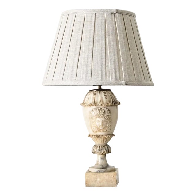 19th Century French Carved Marble Table Lamp of Bacchus For Sale