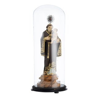 Religious Artist, Saint Anthony with the Child Jesus, 19th Century, Wood with Glass & Silver Details For Sale