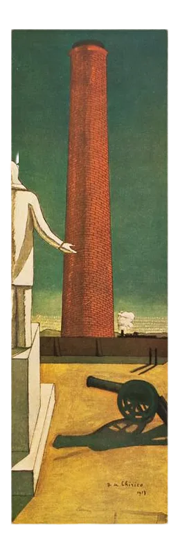 After Giorgio De Chirico "Chimney" First Edition Period Swiss Surrealist Offset Lithograph