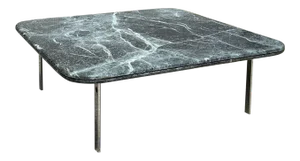 Stunning Green Marble Square Coffee Table With Minimalist Chrome Base