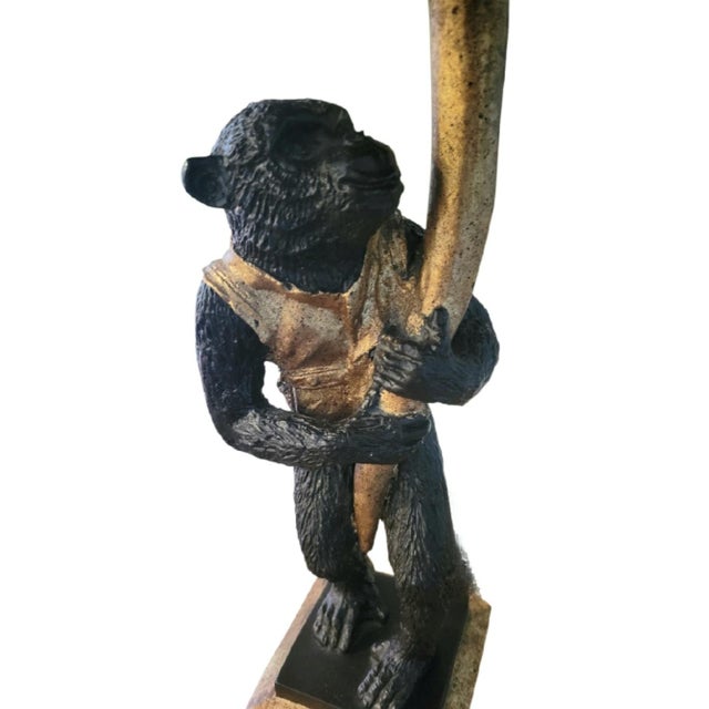 Vintage Customized Palm Beach Regency Monkey Parasol Marble Base Ball Fringe Table Lamps- A Pair For Sale In West Palm - Image 6 of 12