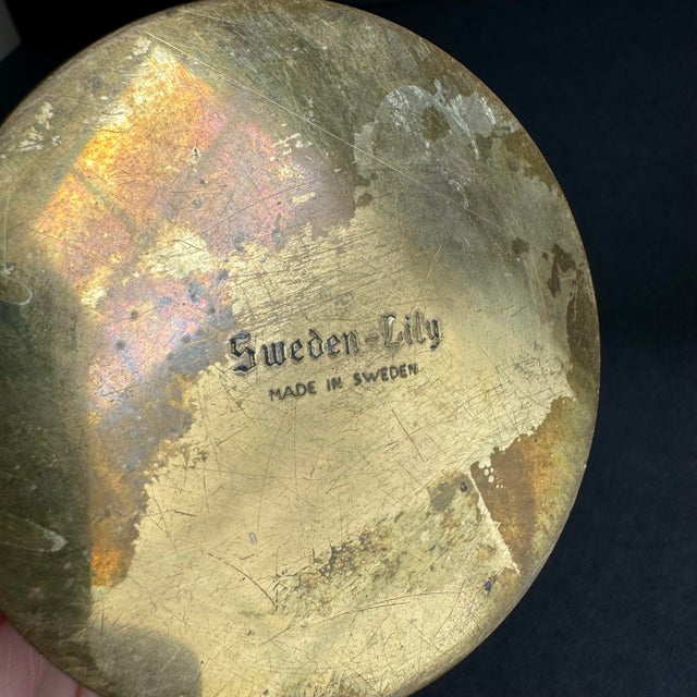 Mid Century Swedish Brass Lily Candle Holder Ibe Konst Ystad Metall Sweden a Pair For Sale - Image 11 of 12